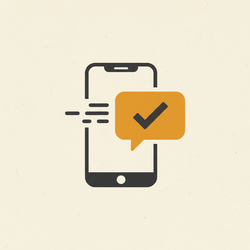 A phone sending an instant authorization with a checkmark